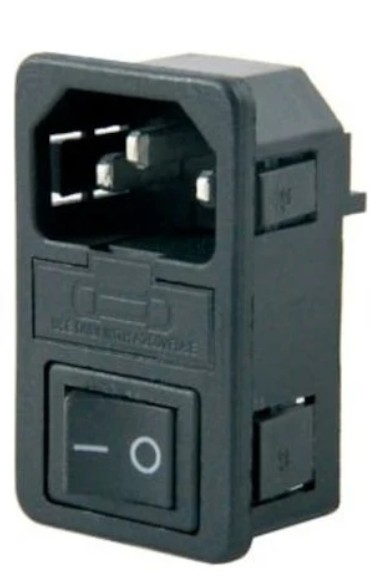 SOCKET POWER IC-214A-S C14 MALE WITH SWITCH+FUSE HOLDER  (IC-214A-S C14 )