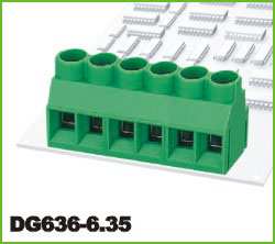 KLM TERM.BLK GREEN .6.35MM 3P PCB TYPE (DG636-6.35-03P-11-600SH)