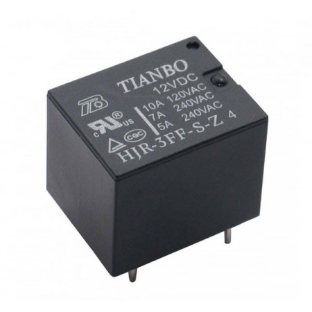 RELAY POWER 7A 12VDC 1FormC PCB TYPE (JS1) 5PIN THT (HJR-3FF-S-Z-4/12VDC)