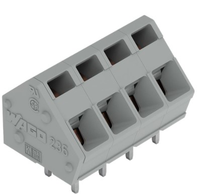 PCB TERMINAL BLOCK 3P 2.5mm 45° GRAY THT (236-403)